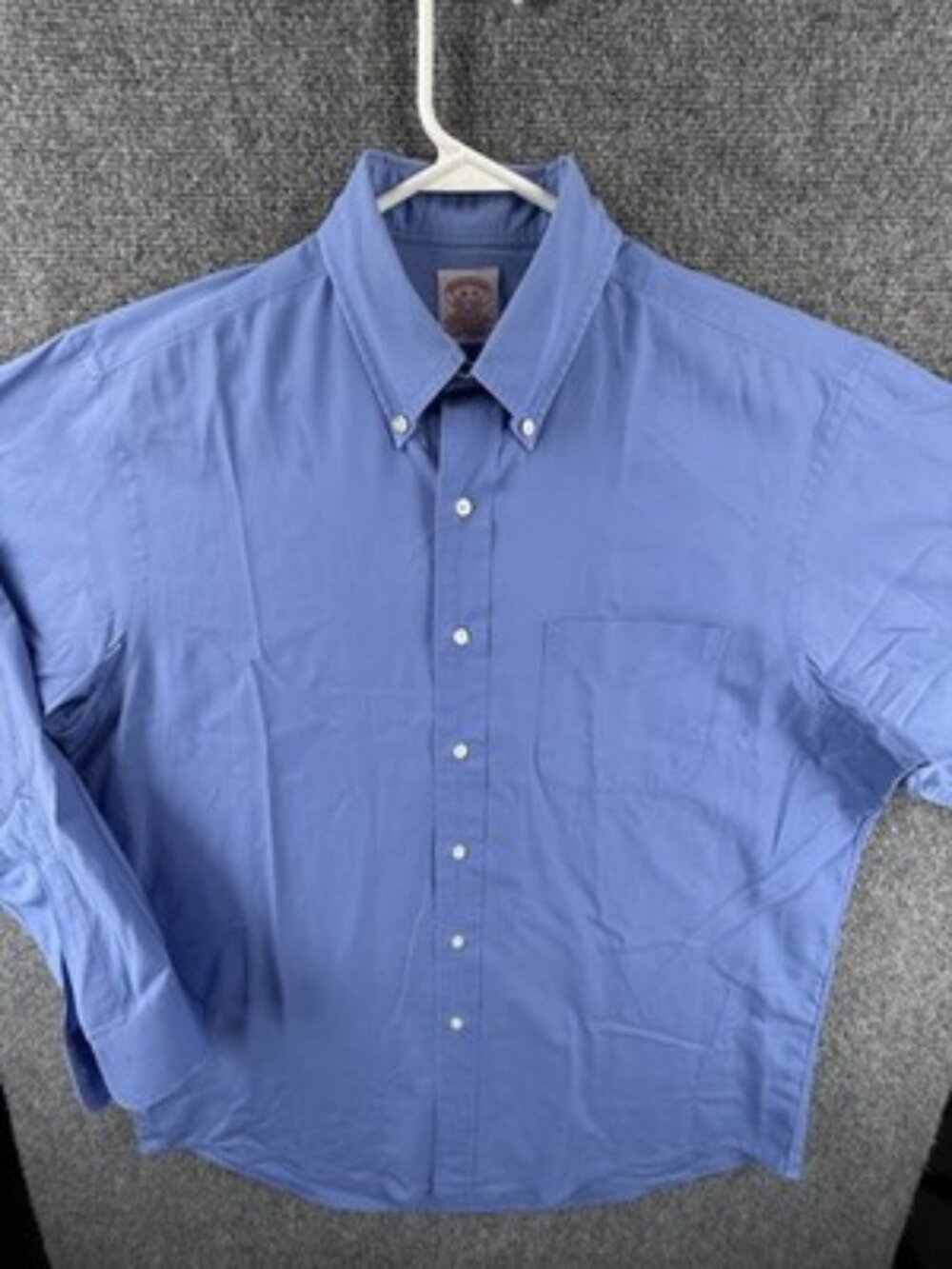 Brooks Brothers Cotton Button-Down 16 4 Blue Solid Men Pocket Shirt Long Sleeve